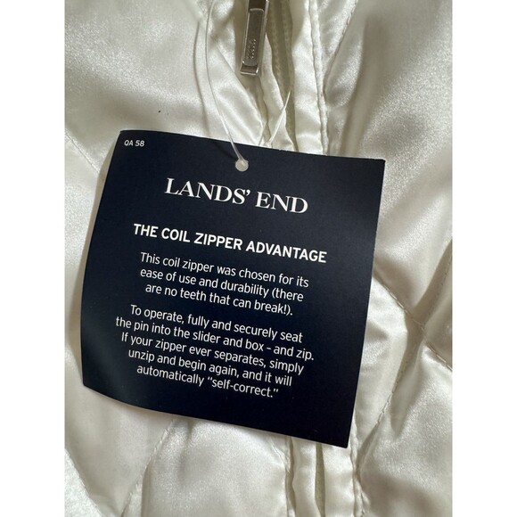 Lands End Puffer Vest Quilted Size XL/18-20 Ivory New Fall Winter Goose Down - Picture 6 of 9